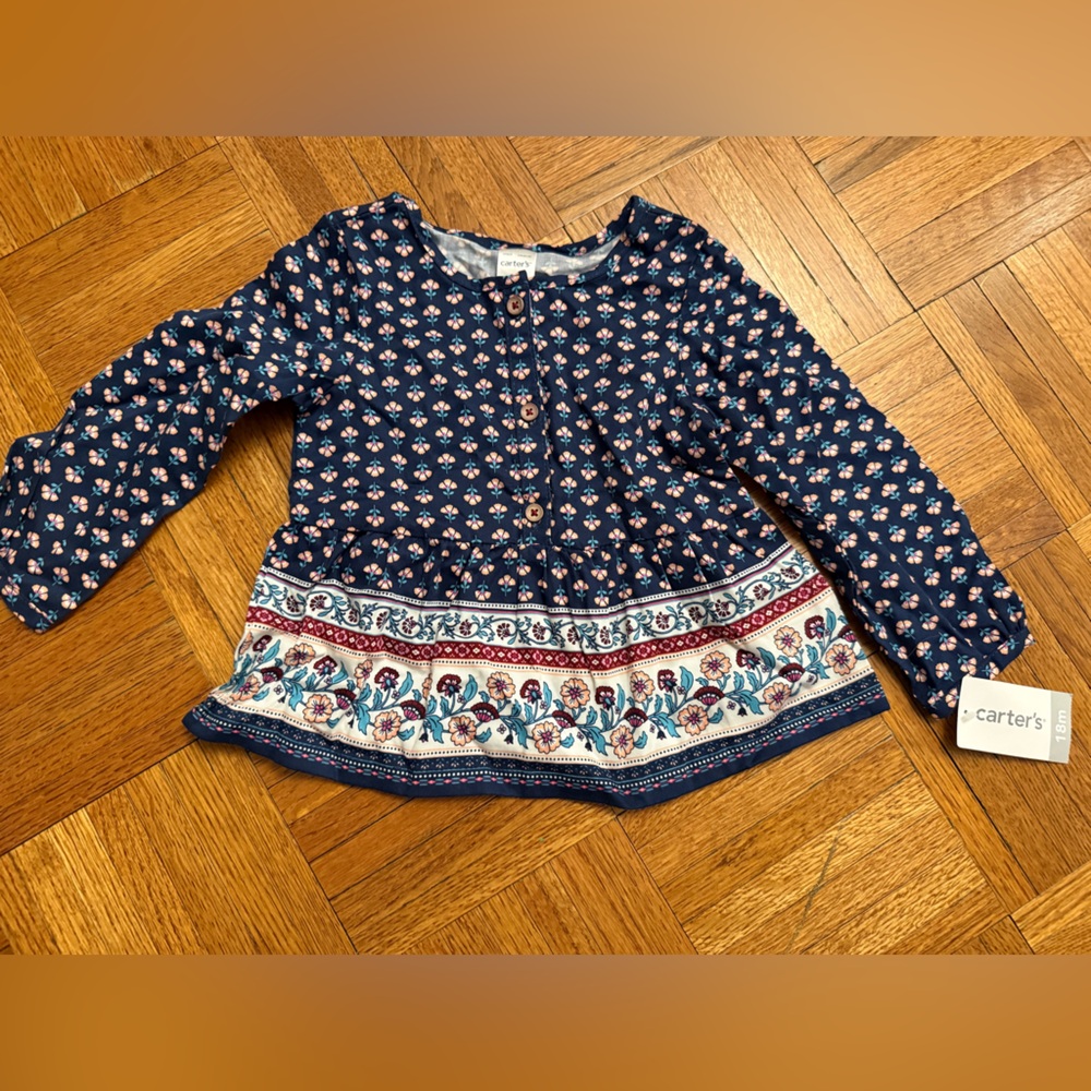 Carter's Navy Floral Long Sleeve Shirt NWT Size 18months